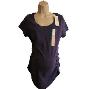 Liz Lange Maternity NWT Navy Blue Blouse/Tee Shirt Size Medium 100% Cotton